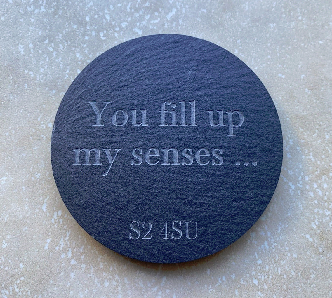 Personalised Engraved Slate Coaster / Drinks Mat - Round