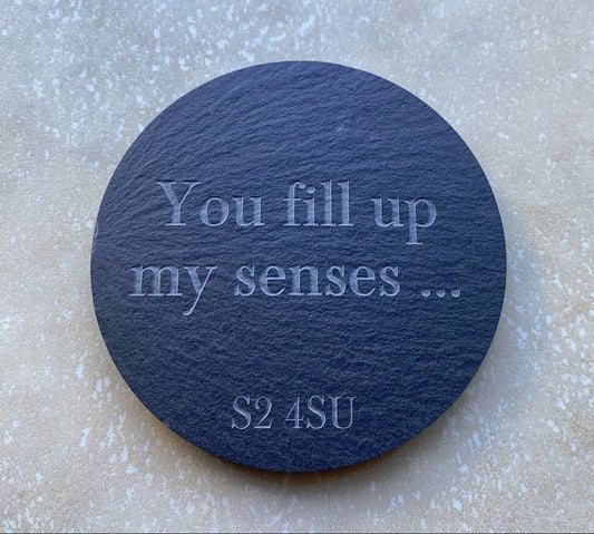 Personalised Engraved Slate Coaster / Drinks Mat - Round