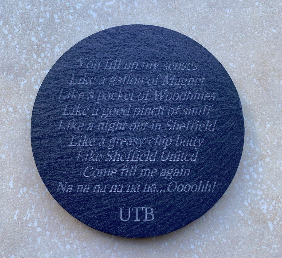 Personalised Engraved Slate Coaster / Drinks Mat - Round