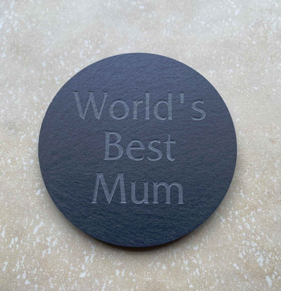 Personalised Engraved Slate Coaster / Drinks Mat - Round