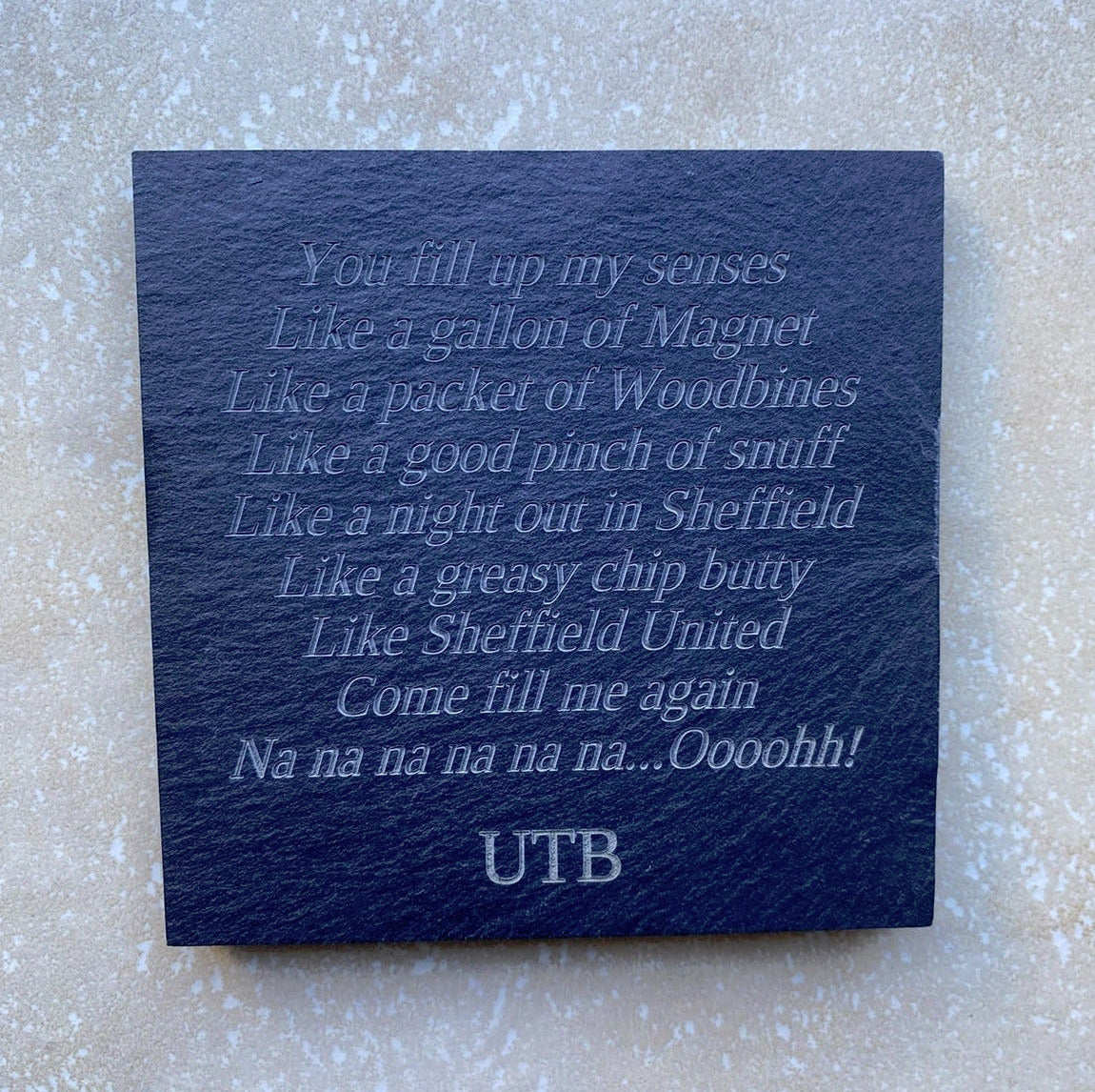 Personalised Engraved Slate Coaster / Drinks Mat - Square