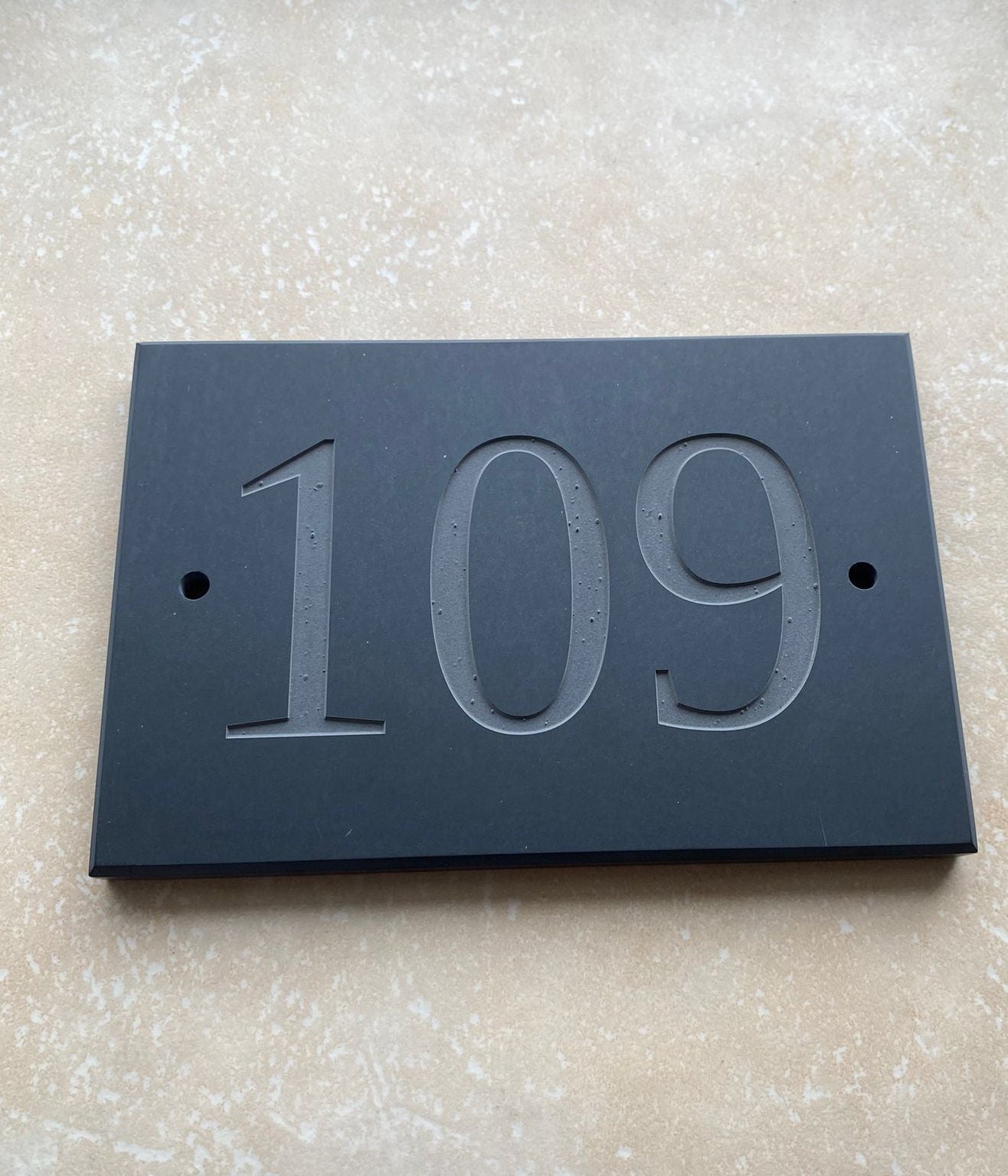 "Barlow" Natural Slate House Sign, Custom Engraved 6" x 4" (15.2cm x 10cm)