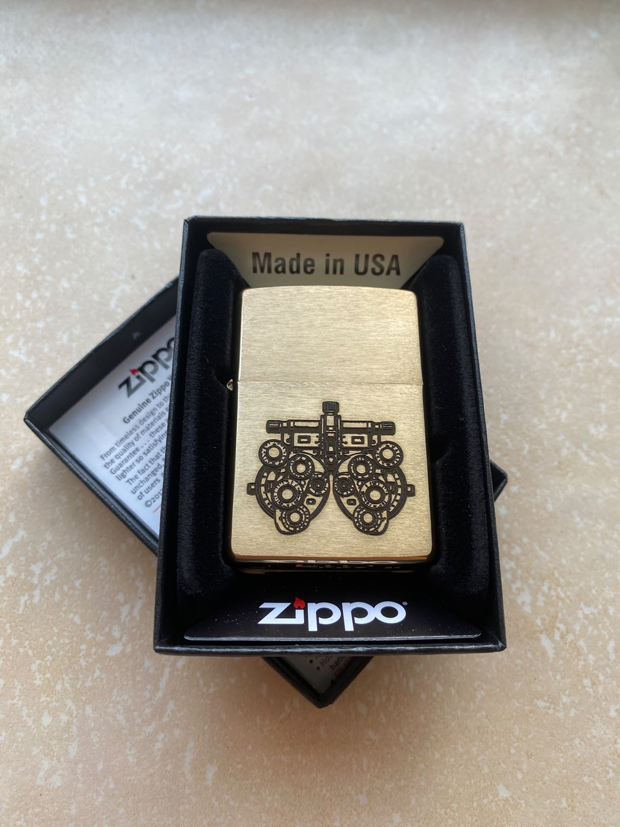 Personalised Engraved Zippo 204B Lighter - Brushed Brass