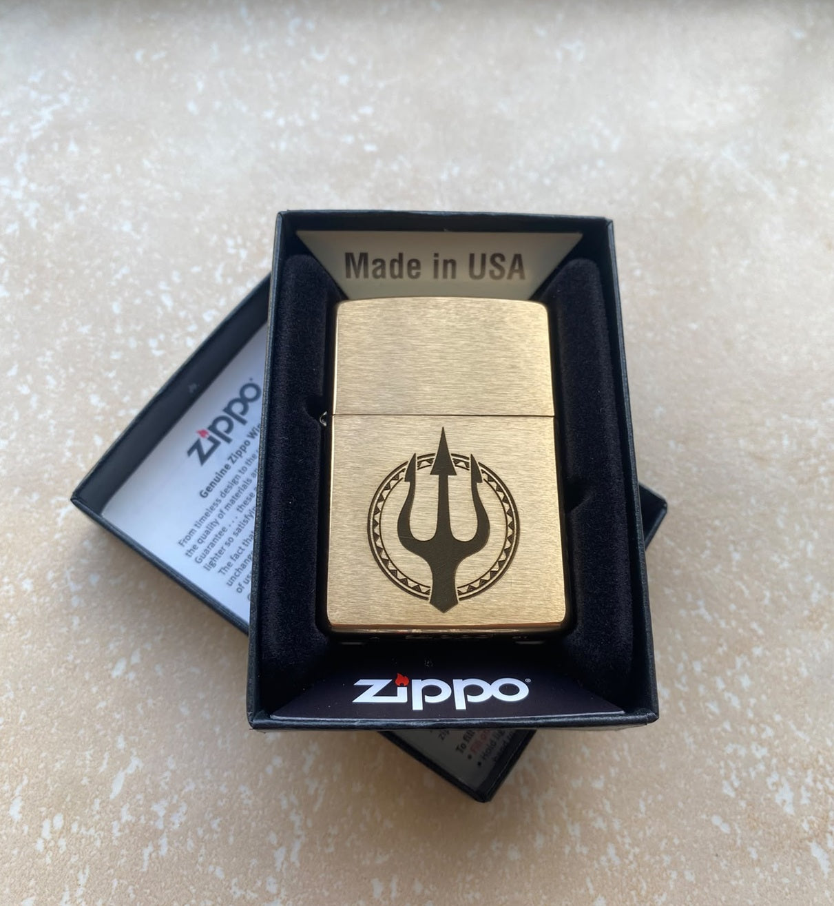Personalised Engraved Zippo 204B Lighter - Brushed Brass