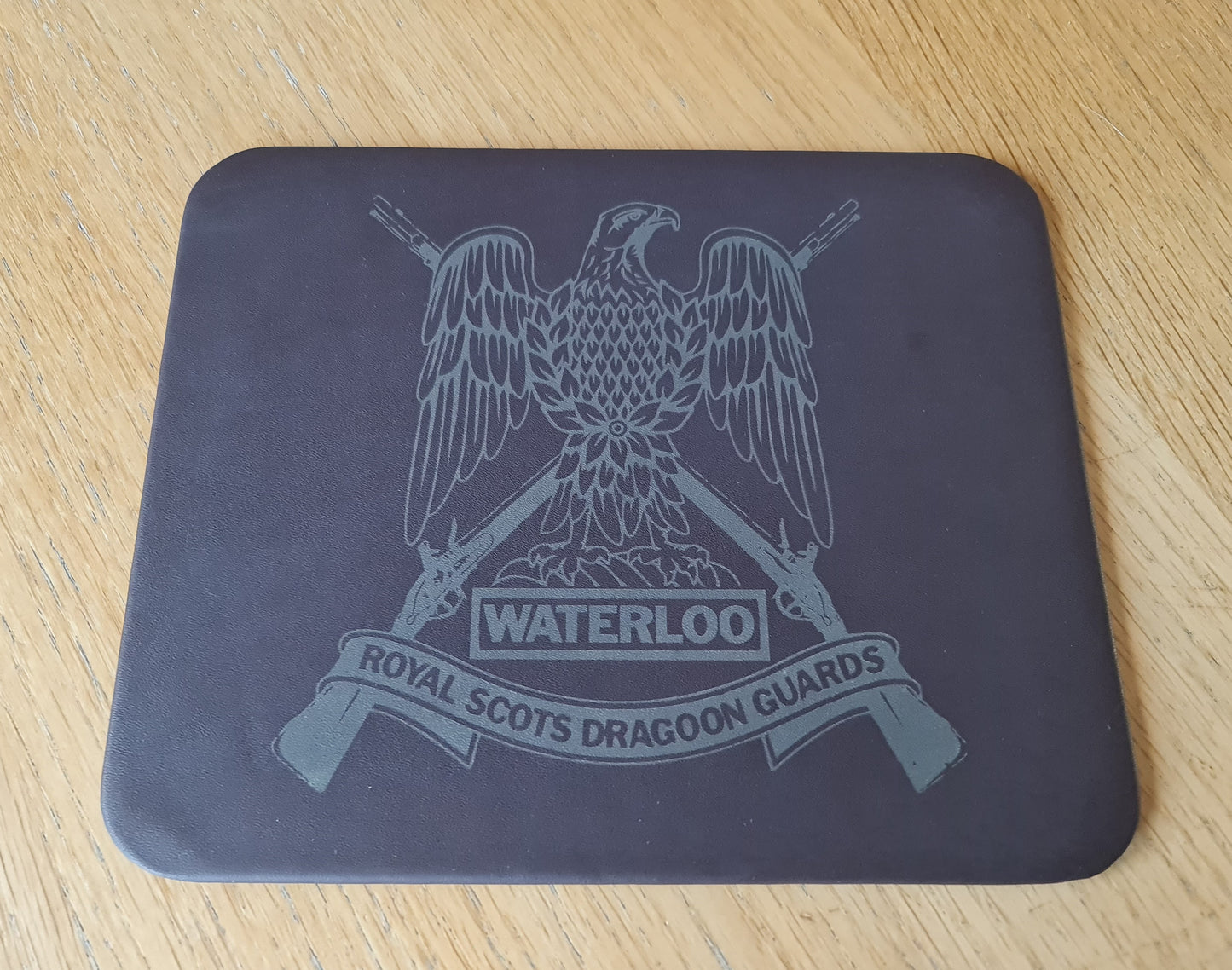 Personalised Engraved Leather Mouse Mat, Custom Engraved - TWO Colour Options