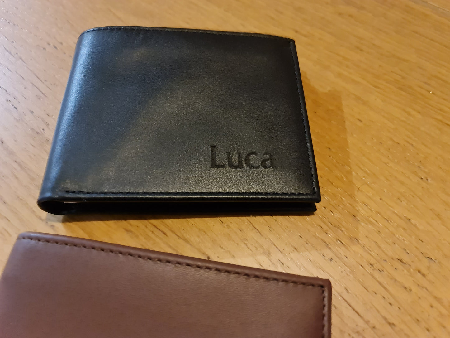 Personalised Engraved Leather Men's Wallet - TWO Colour Options