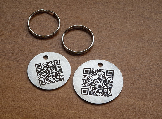 25mm Engraved Stainless Steel QR Coded Pet ID Tag / ID Disc