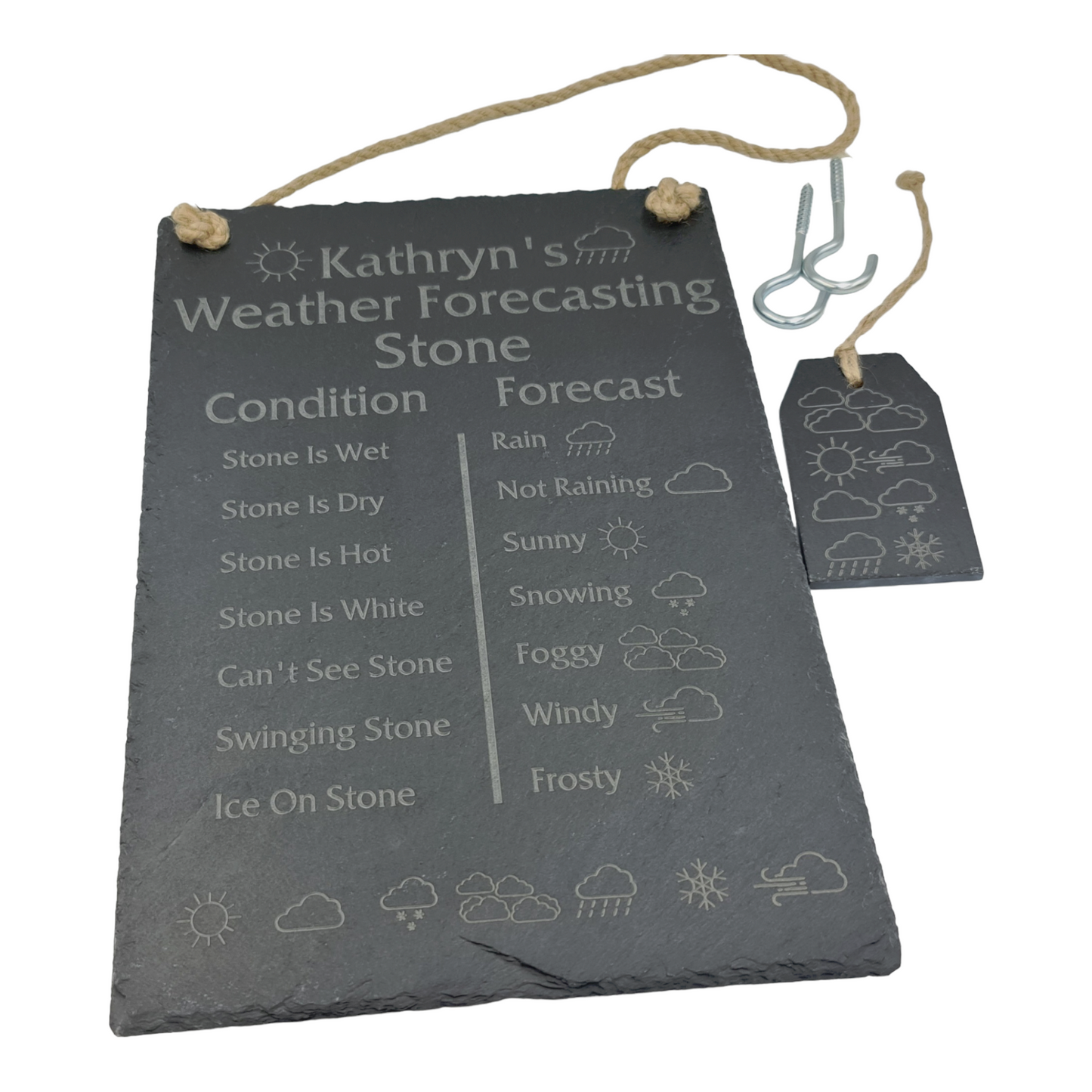 Personalised Engraved Natural Slate Weather Forecasting Stone