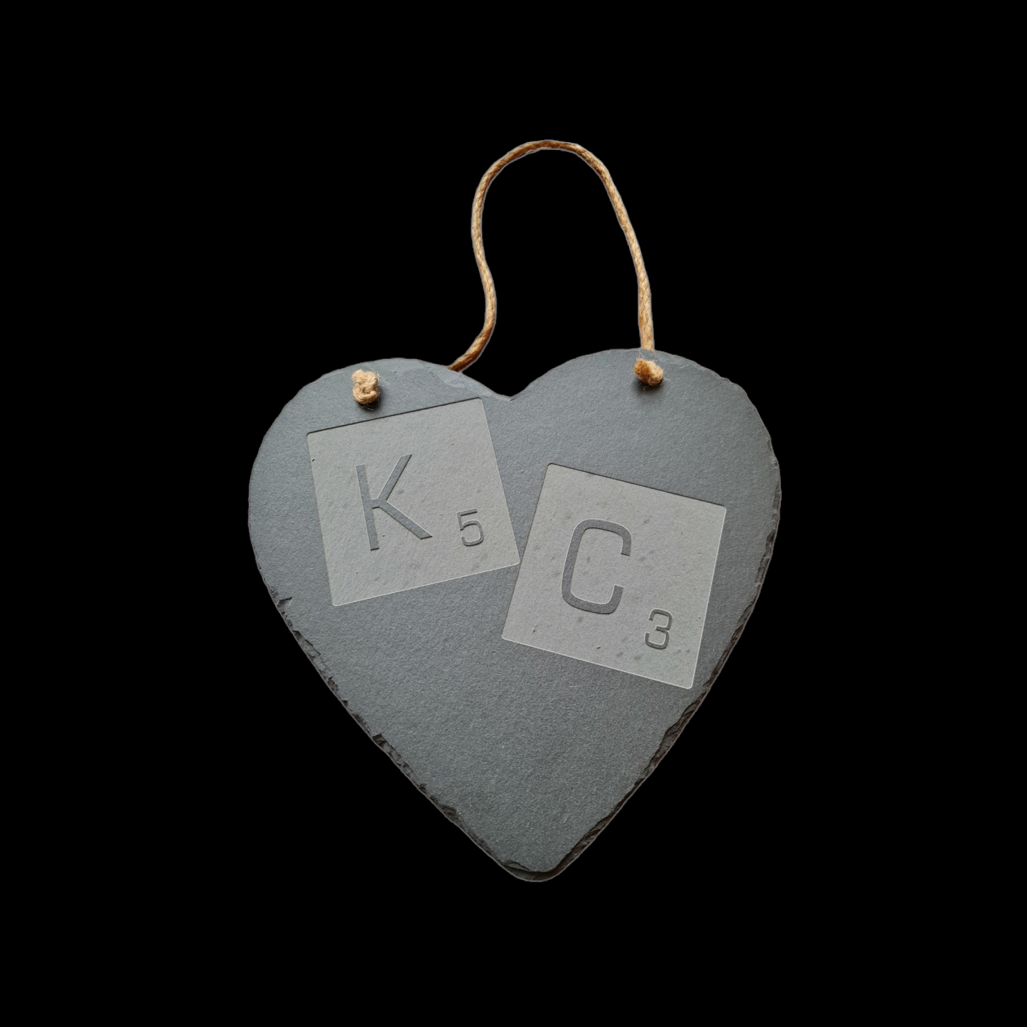 Personalised Engraved Natural Slate Hanging Love Heart
