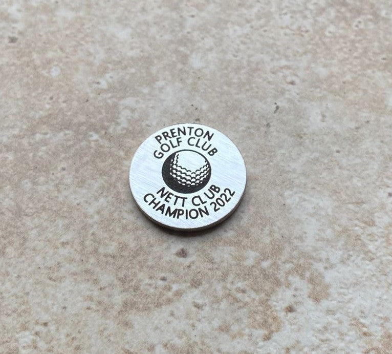 Personalised Engraved Golf Ball Marker In Stainless Steel