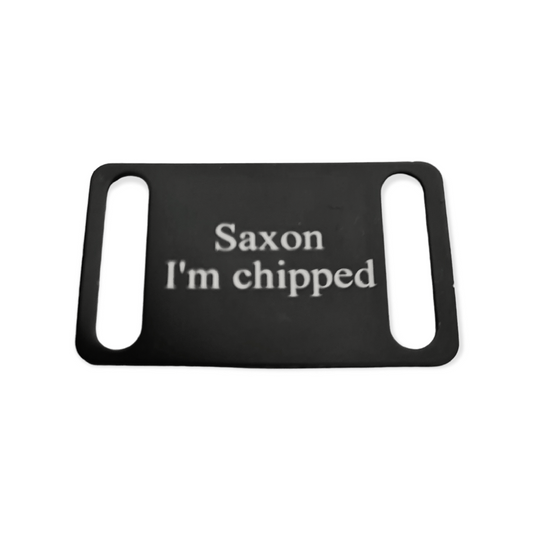 Engraved Anodised Slide On Collar Tag - LARGE - to fit 25mm (1") wide collars - FOUR Colour Options