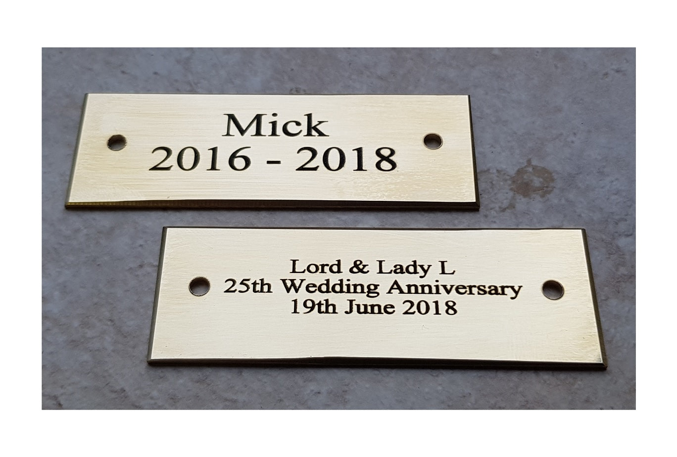 Personalised Engraved Polished Brass Plaques - NO MOUNTING HOLES - EIGHTEEN Size Options