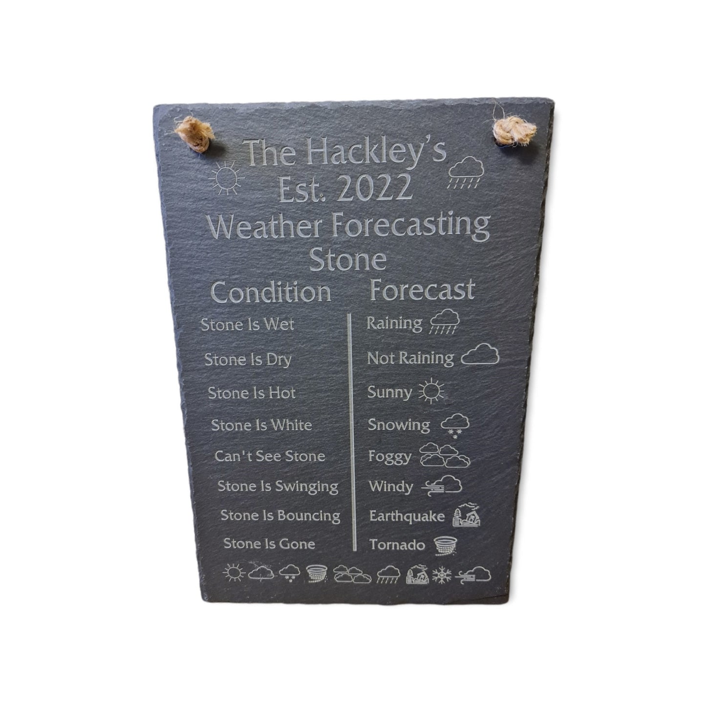 Personalised Engraved Natural Slate Weather Forecasting Stone