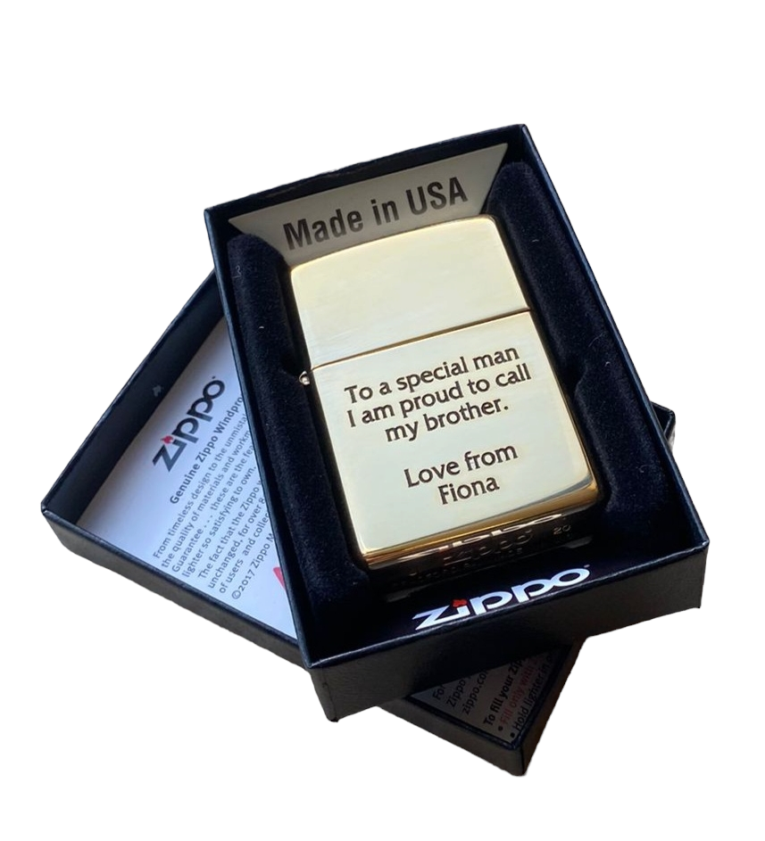 Personalised Engraved Zippo 254B Lighter - Polished Brass