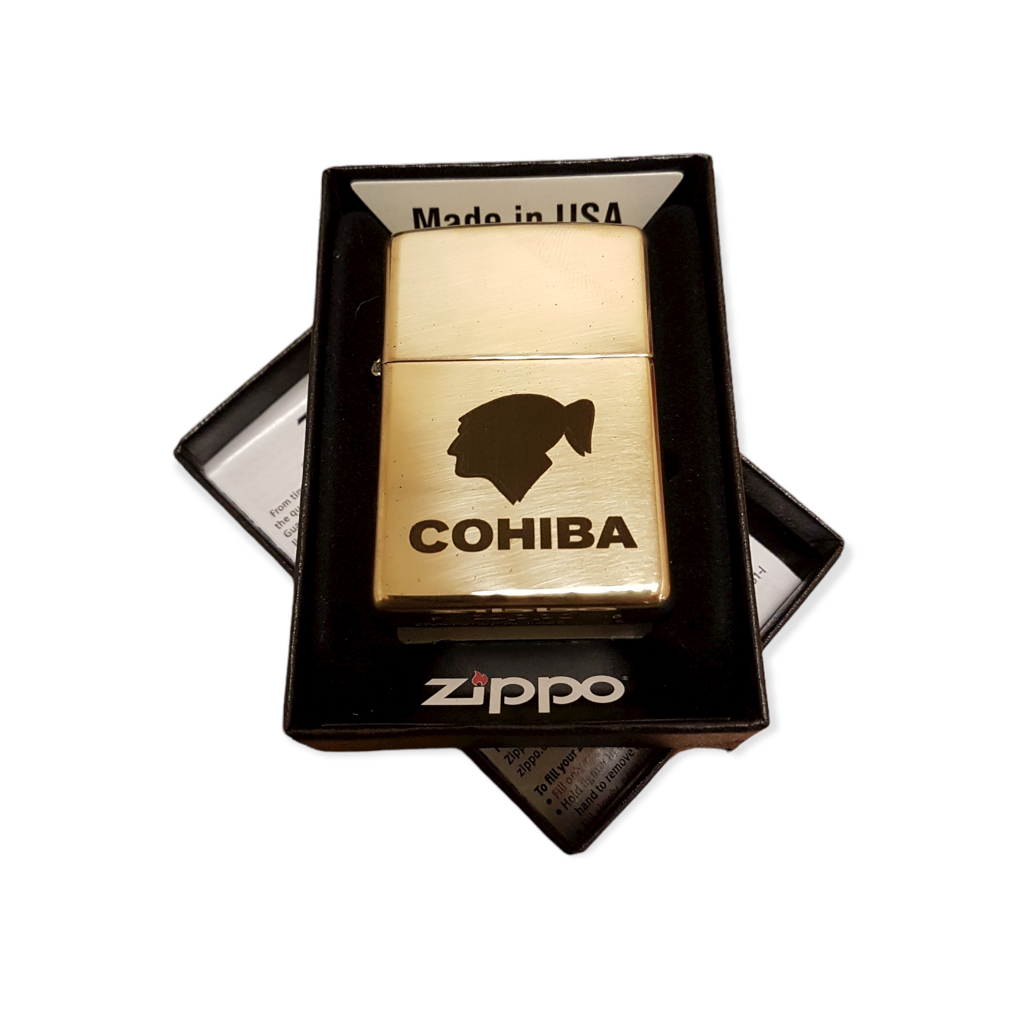 Personalised Engraved Zippo 204B Lighter - Brushed Brass