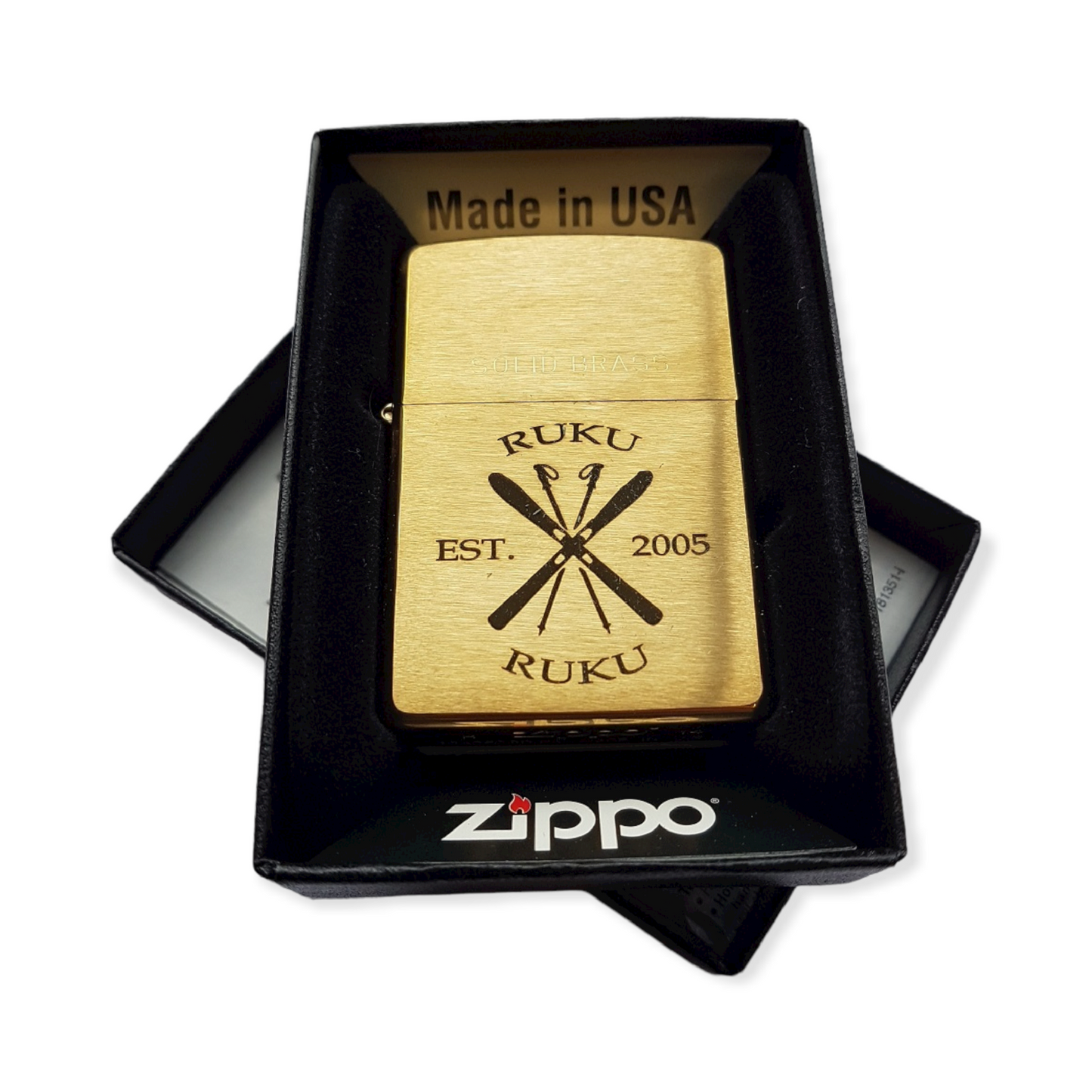 Personalised Engraved Zippo 204B Lighter - Brushed Brass